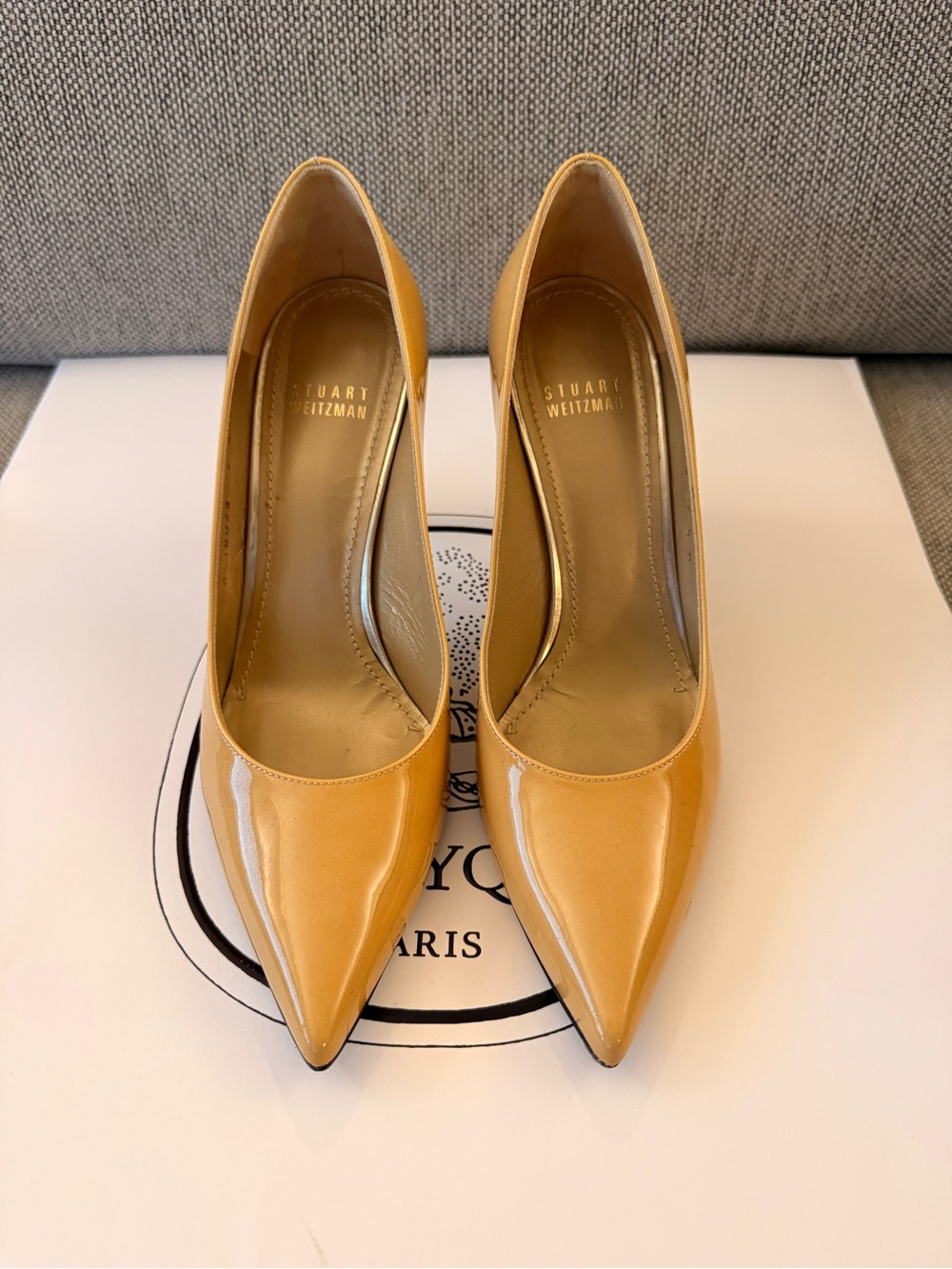 Stuart Weitzman Yellow Patent Leather Pointed-Toe Pumps